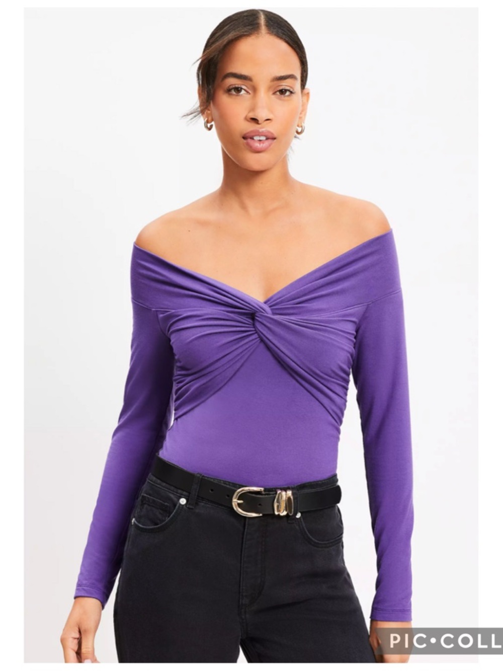 NWT LOFT Knot Off The Shoulder Cropped Top in Perfect Plum